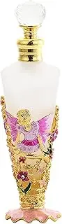 MOOTVGOO 30ML Vintage Frosted Glass Perfume Bottle Empty Refillable, Angel Pattern Painted Conical Enameled Decorative Scent Bottle Fragrance Container for Girls Women