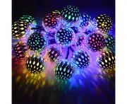 Solar String Lights - Multicolored Moroccan String Lights 20 Led Globe String Lights