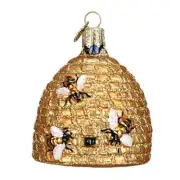 Old World Christmas BEE SKEP (12391) Glass Ornament w/OWC Box