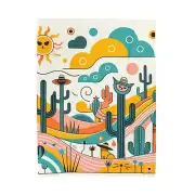 Velveteen Plush Blanket Western Desert Cat Art Artsy Retro Atomic Hipster Cactus