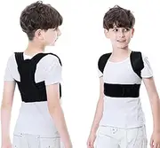 Back Posture Corrector for Kids and Teens, Adjustable Upper Back Brace Clavicle Support Brace with Soft Shoulder Pads and Elastic Belts,S