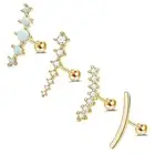 FIBO STEEL 4 Pcs 16G Cartilage Stud Earrings for Women Opal CZ Bar Helix Conc...