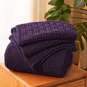 Aormenzy 60x80 Throw Blanket, Soft Cozy Acrylic Throw Blanket, Cable Knit Throw Blanket for Couch Sofa Bed, Dark Purple