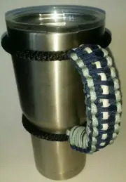 Paracord Handle for 40,30,or a 20oz YETI,Ozark,Rtic Navy Blue Light Grey & White
