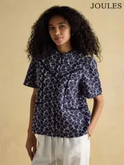 Remi Navy Broderie Blouse (E82455) | $150