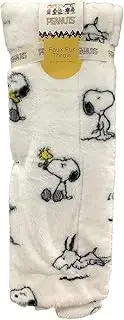 Peanuts Faux Fur Throw Blanket, White Faux Fur - Best Friends, Red Dog Bowl 60" x 70"