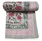 Kantha Bedsheet Hand Block Print Bedspreads Blanket Cotton Coverlet Beddings