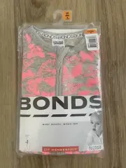 BONDS BABY WONDERSUIT - BUTTERFLY PINK GREY - SIZE 00 BNIP