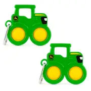 2x John Deere Simpl Dimpl Tractor Hanging Key Chain Kids Silicone Toy 9cm 3y+