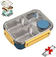 Escentio Lunch Box, Stainless Steel Bento Box Adult Lunch Box, Capacity Portable Lunch Box containers, Leakproof Stackable Large Capacity Dishwasher Safe Lunch Container(Blue,A)