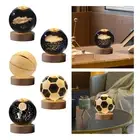 3d glass Ball Night Light Wooden Base Table Lamp Nightlight