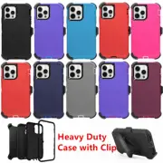 For iPhone 14 14 Plus 14 Pro Max Shockproof Defender Case w/Belt Holster Clip
