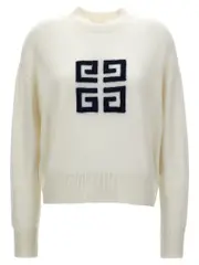 [Givenchy] Givenchy-Flocked Logo Sweater Maglioni Bianco-Donna S White