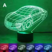 Sports Car 3D Optical Illusion Night Lights, 7 Color Variations, Smart Touch
