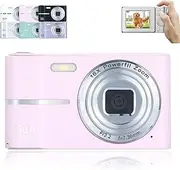 2000's Aesthetic Digital Camera, Digital Camera Vintage for Kids, HD 1080p Portable Compact Size, 2.4 Inch LCD Screen, 16x Zoom Anti-Shake, Autofocus for Teens Beginners Adult (Set A,Pink)