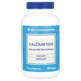 [iHerb] The Vitamin Shoppe Calcium 1000, 1,000 mg, 100 Softgels (500 mg per Capsule)