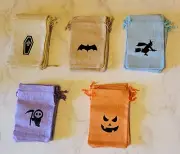 DECORA Burlap Gift Bags with Double Jute Drawstrings Candy Pouch Halloween Treat