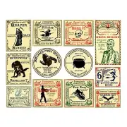 Halloween Stickers, 12 Monster Apothecary Labels, Ghouls, Vampire, 1 Decal Sheet