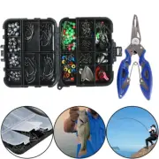 188X Outdoor Fishing Accessories Jig-Hooks Swivels Clamp Tackle Kit with Box New