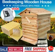 Wooden Beehive Bee House Box with 7 Automatic Bee Hive Frame Comb Beekeeping Kit