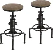 Antique Vintage Industrial Barstool PU Leather Water Pipe Fire Hydrant Design Ca