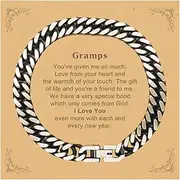 [Generic] Gramps Gift. Best Thank You Gifts for Gramps, I Love You Even More. Appreciation Gifts, Cuban Link Chain Bracelet with Message Card for Gramps, Small, Silver Plated Zinc, Cubic Zirconia