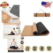Durable 72"x24" Dual-Layer Cork TPE Yoga Mat - Ideal for Indoor & Outdoor Use