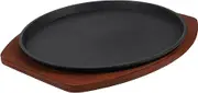 LAPYAPPE 1 Set Cast Iron Steak Pan with Base Non Stick Serving Plate for Roasted Meat Design for Home and Restaurant Use Heat Retaining Cooking Essential