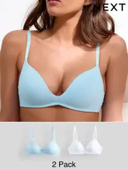 Blue/White Push Up Padded Non Wired Smoothing Bras 2 Pack A-E (AD0410) | $47