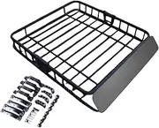 Roof Rack Car,Cargo Carrier Steel Basket 1.2/1.4/1.6m,Car Luggage Holder Compatible for SUV Offroad and Pick Up Truck Complimentary Straps(1.2m)