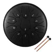 6 inch 11-Tone Steel Tongue Drum D- Hand Pan Drums with Drumsticks Q8F9