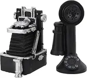 Totority 1 Set Ornaments Miniature Scene Decor Phone Cord Phone Antique Wall Phone Miniature Camera Small Telephone Model Heavy Duty Bookends Mini for Home Decor Resin Black
