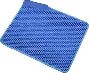 Waterproof Pet Cat Litter Mat Double Layer Pet Litter Box Mat Non-slip Sand Cat Pad Washable Bed Mat Clean Pad Products(Blue,Small)