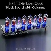 IN-14 NIXIE TUBES CLOCK [TUBES COLUMNS T SENSOR] 12/24H SLOTMACHINE BLACK BOARD