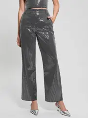 GUESS Women's Grey Cassia Sequins Pants Size: Medium, Elastane