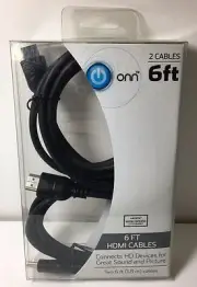 ONN 6 FT HDMI CABLES X2 HIGH SPEED WITH ETHERNET NIP*