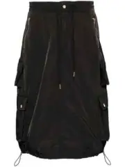 NWT CYNTHIA ROWLEY Nylon Cargo Midi Skirt Medium Black Drawstring Pockets