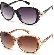 JM Classic Bifocal Reading Glasses Space Stylish Gradient Sunglasses Reader for Women, Brown and black