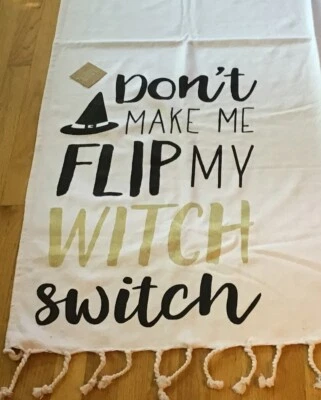 Mudpie “Don't Make Me Flip My Witch Switch” HALLOWEEN Throw Blanket With Tassels