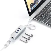 Satechi Type-C 2-in-1 USB 3.0 Aluminum 3 Port Hub with Ethernet - for M2/ M1 MacBook Pro/Air, M2/ M1 iPad Pro/Air, M2 Mac mini, iMac M1 (Silver)