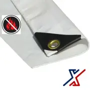 20 x 6 White Color 12 Mil Fire Retardant Heavy Duty Tarp / Canopy by X1Tools