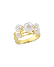 Rina Limor Gold Over Silver 4-7.5mm Pearl Coil Ring
