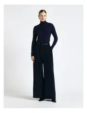 [Cue] Textured Funnel Neck Sweater in Blue