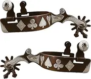 Centmehr Western Antiqued Spurs with German Silver Hand Engraved Trims and Rowel with Jingle Bobs