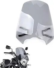GYMARK Motorcycle Windshield for Kawasaki Vulcan S 650 VN650 EN650 2015 - 2021 Windscreen Wind Deflector with Bracket Accessories (Clear) (Smoke), GY200