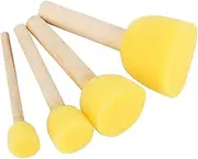 Foam Paint Brushes, Foam Brushes Children Wooden Handle Round Paint Sponge Wood Sponge for Play Learn.
