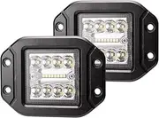 LIGHTFOX 2 PCs Flush Mount LED Pods 5 Inch 30° Spot + 120° Flood Beam, IP68 Sealed Flush LED Light Bar Backup Reverse Work Light for Truck Tractor ATV UTV SUV