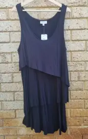 ❤️ New AUTOGRAPH Black Stretch Lined Frill Viscose Tunic Size 18