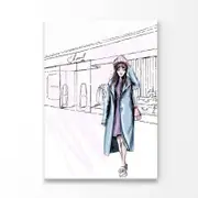 Blue Colored Girl Fashion Store Print 100% Australian Made 100x150cm (Stretched Canvas)