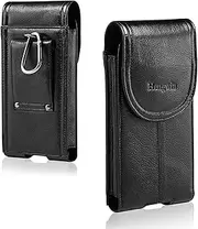 Hengwin Genuine Leather Holster for iPhone 11 Pro Max Case with Belt Clip, Samsung Galaxy Note 10 9 8 Holster Case with Belt Loop Phone Holder iPhone Pouch Belt Case for Men Waist Fanny Pack (Black)
